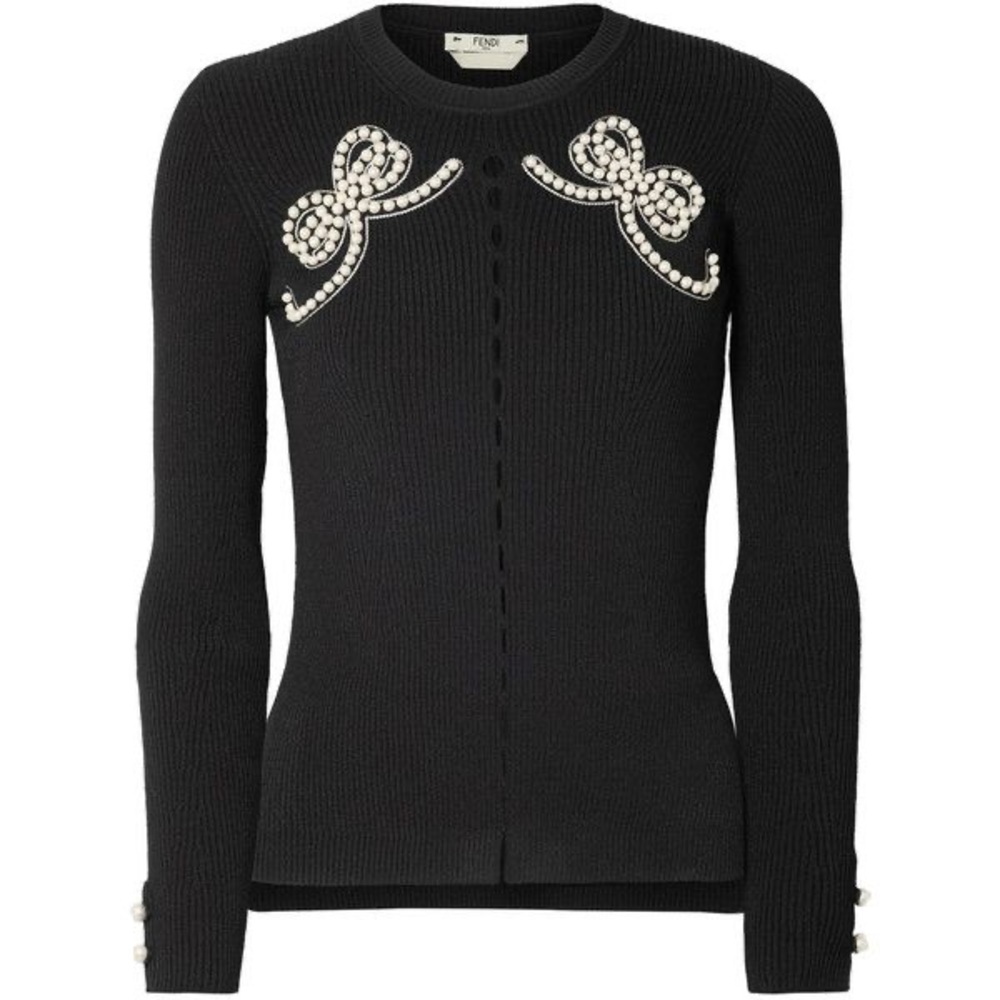FENDI Pearl Embellished Cardigan